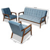 Baxton Studio Asta Light Blue Velvet Walnut Finished Wood 3-PC Living Room Set 160-9942-9944